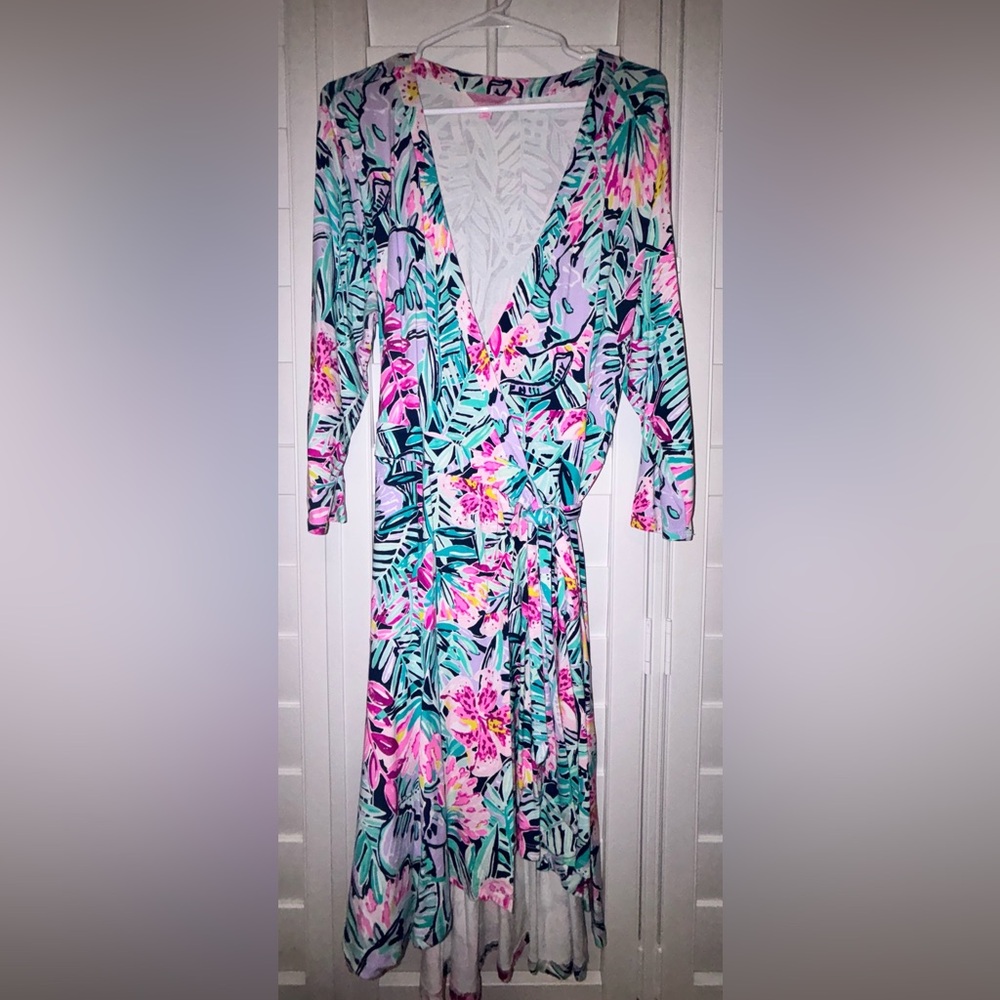 Lilly Pulitzer Multicolor Tropical Wrap DressXL